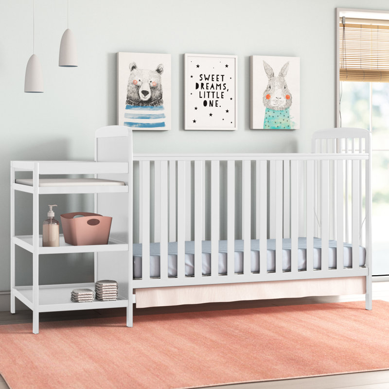 Lit de bébé convertible 4 en 1 Crib N Changer, Blanc