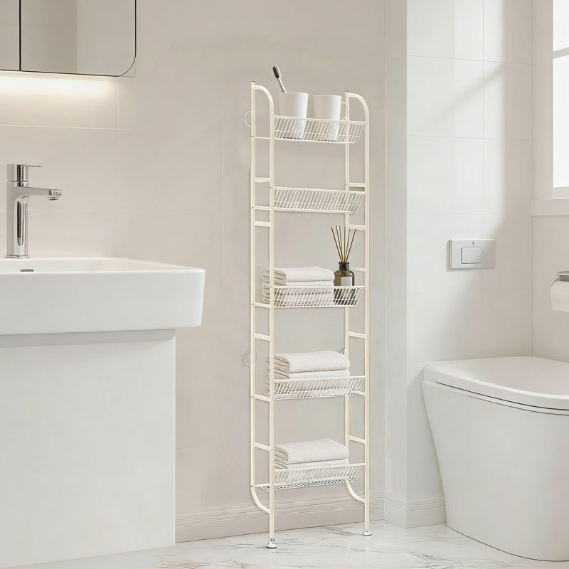 Étagère murale étroite à 5 niveaux pour le rangement derrière la porte, organisateur en métal mince pour la cuisine, la salle de bain et le salon