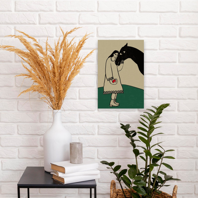 «Girl and Gentle Horse Dreamy Contemporary Horse Nature», art mural