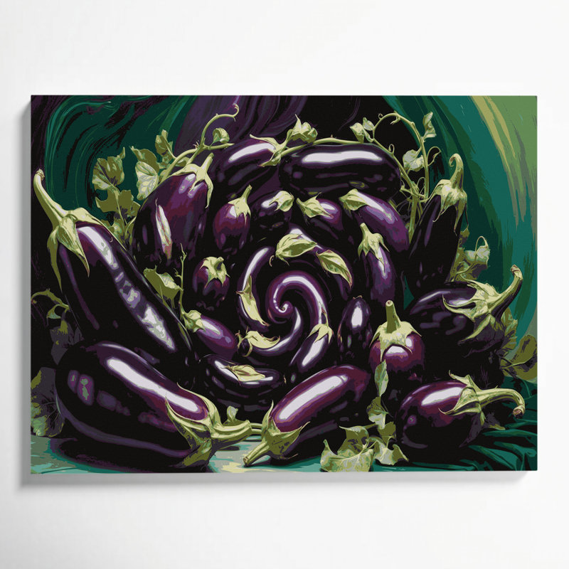 Légumes, aubergine, globe, toile mauve, art mural, H 16 po x l 20 po