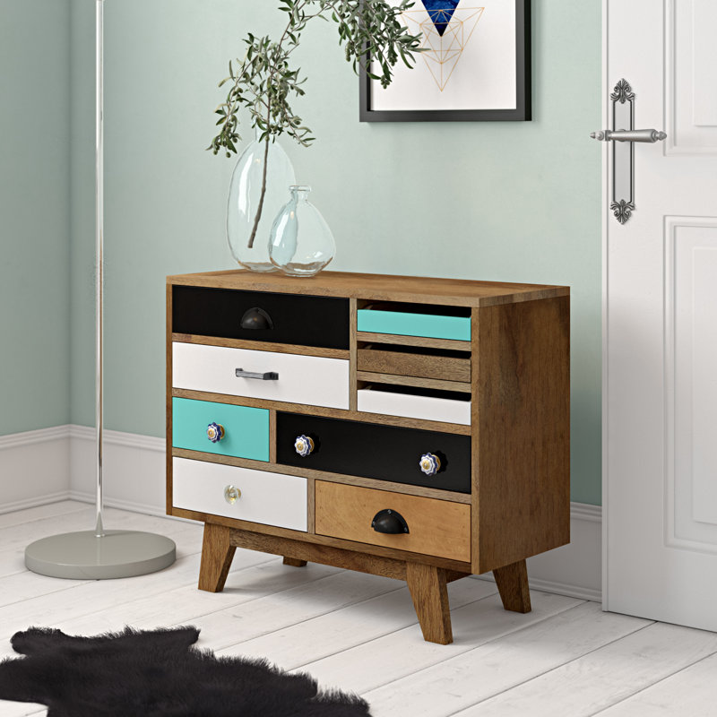 Petekar Solid Wood 80cm W 9 - Drawer Chest of Drawers