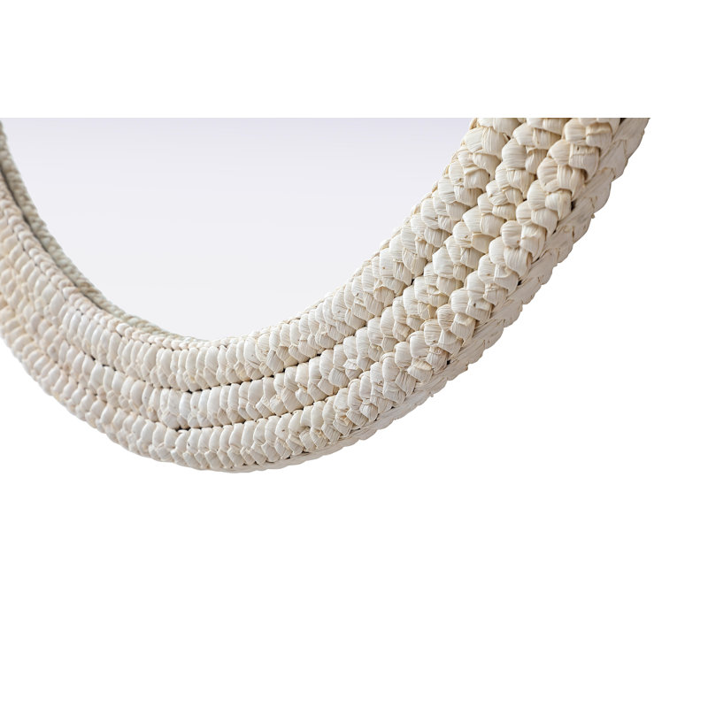 Oval Cornhusk Mirror in Linen White, 36" x 36"