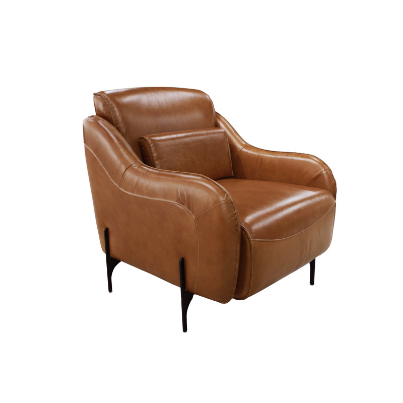 Chaise d'appoint, cappuccino 100% cuir fleur