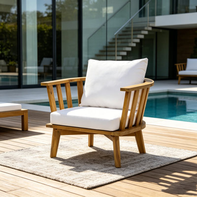 Fauteuil club d'extérieur en bois d'acacia, meubles de patio en bois