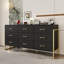 Commode 9 tiroirs moderne noir avec poignées et pieds dorés