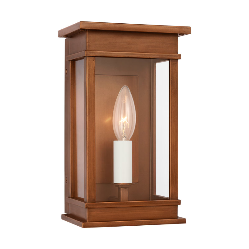 Cupertino 1 - Light Outdoor Wall Lantern, 10.25" H x 6" W x 6" D, Natural Copper