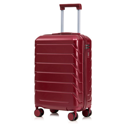 14"/20" 2 pcs/set in ABS Spinner Wheel Luggage, with Combination Lock,14" Cosmetic Case (WINE RED)