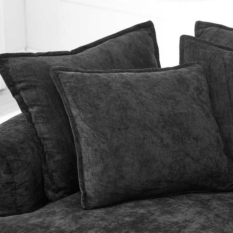 Canapé-lit rond rembourré avec 8 coussins décoratifs 59,8 po, Noir