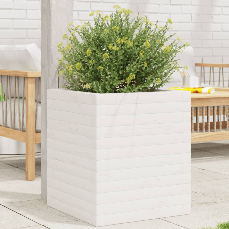 Amiela Planter Box, White, 46cm H x 40cm W x 40cm D