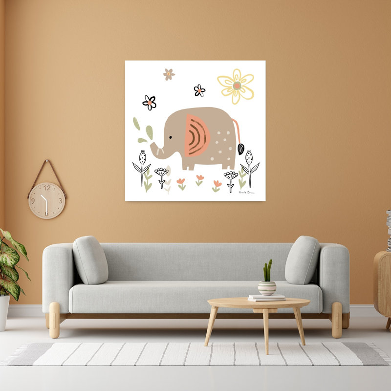 Bébé éléphant, art floral contemporain, H 48 po x l 48 po