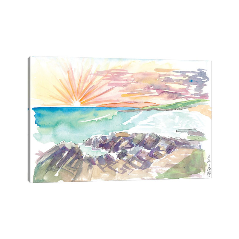 «Rough Romantic Coastline Outer Hebrides Harris Écosse» par Markus & Martina Bleichner - peinture sur toile tendue