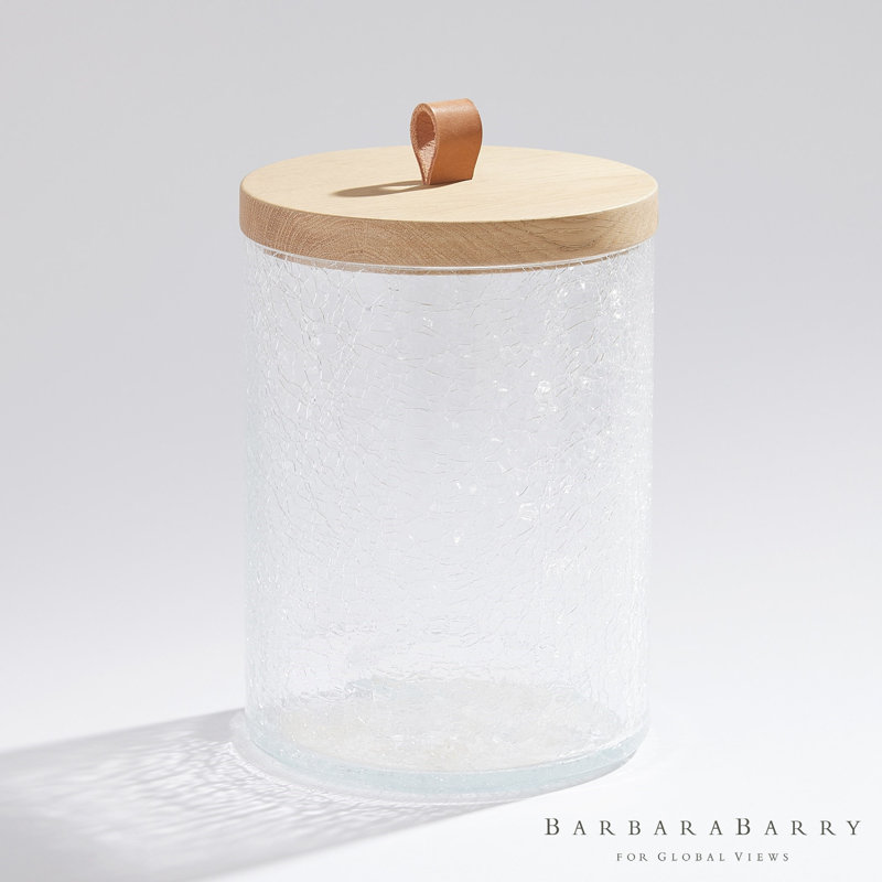 Crackle Glass Canister w/Lid, 89.6 oz