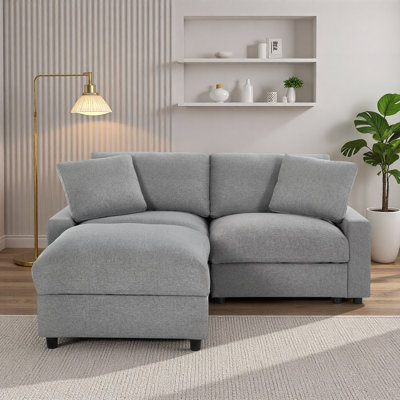 72" L-Shaped Modular Sectional Sofa, 2-Seater Cloud Couch Set with Movable Ottoman, 3 Storage & DIY Combination, Living Room Polyester Sofa