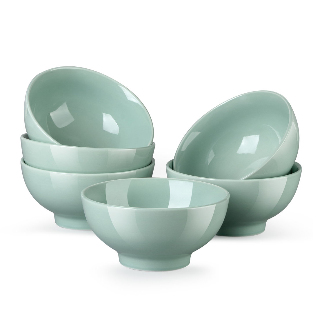 6-Piece 660Ml Assorted Color Porcelain China Cereal Bowl Set