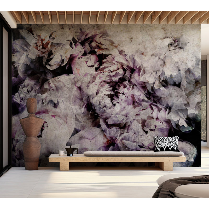 Murale florale pelez et collez - Parterre de fleurs, L 68 po x l 96 po