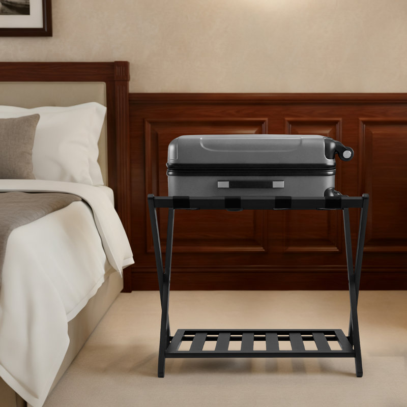 Foldable Luggage Rack 2-Tier Portable Suitcase Stand Space Saving Luggage Holder for Home and Hotel