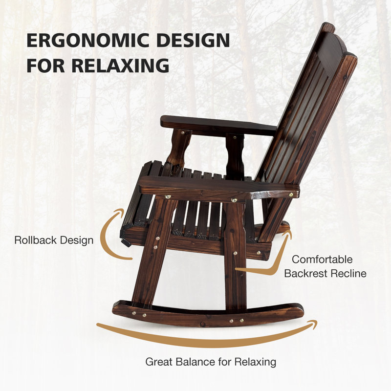Chaise berçante en bois avec inclinaison confortable du dossier, dossier haut et siège profilé profond