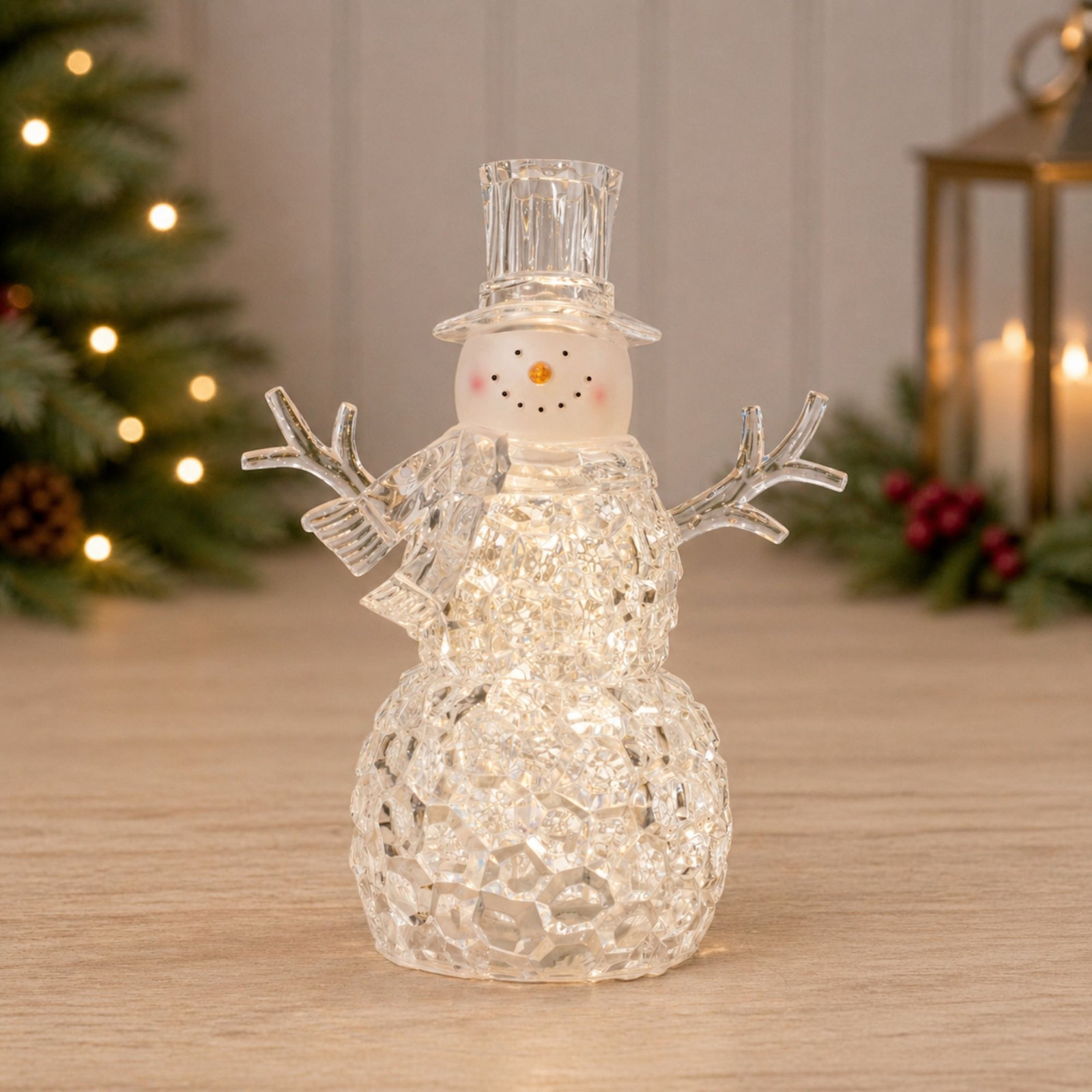 2-Piece Lighted Snowman Snow Globe Set