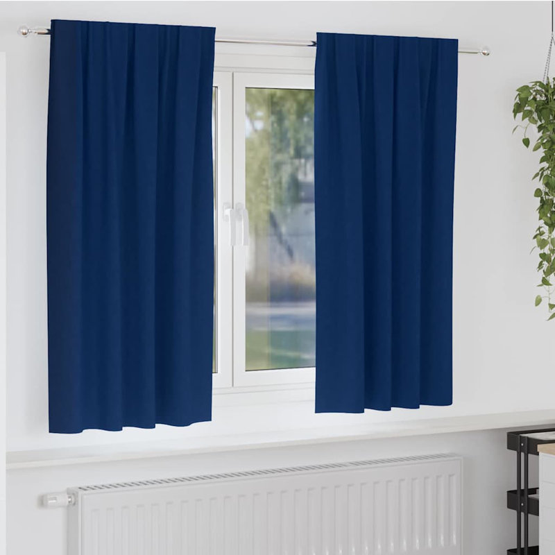 Blackout Curtain Pair, 175cm Width x 140cm Drop, Dark Blue