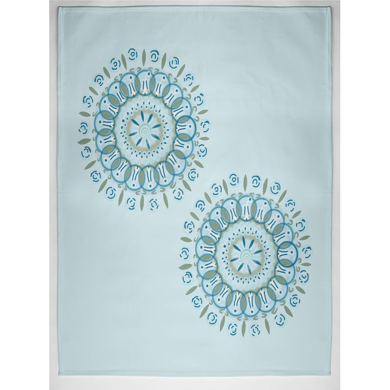 Sea Flower Throw Blanket, 60" L x 50" W, Baby Blue (Blue)