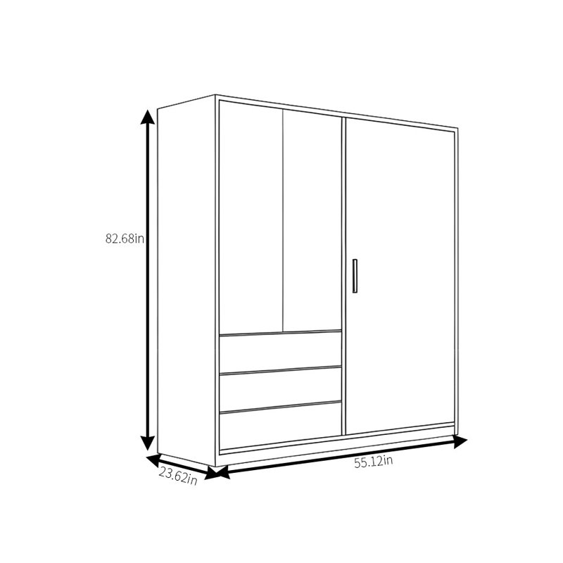 Garde-robe simple couleur noyer, H 83 po x l 55 po x P 24 po
