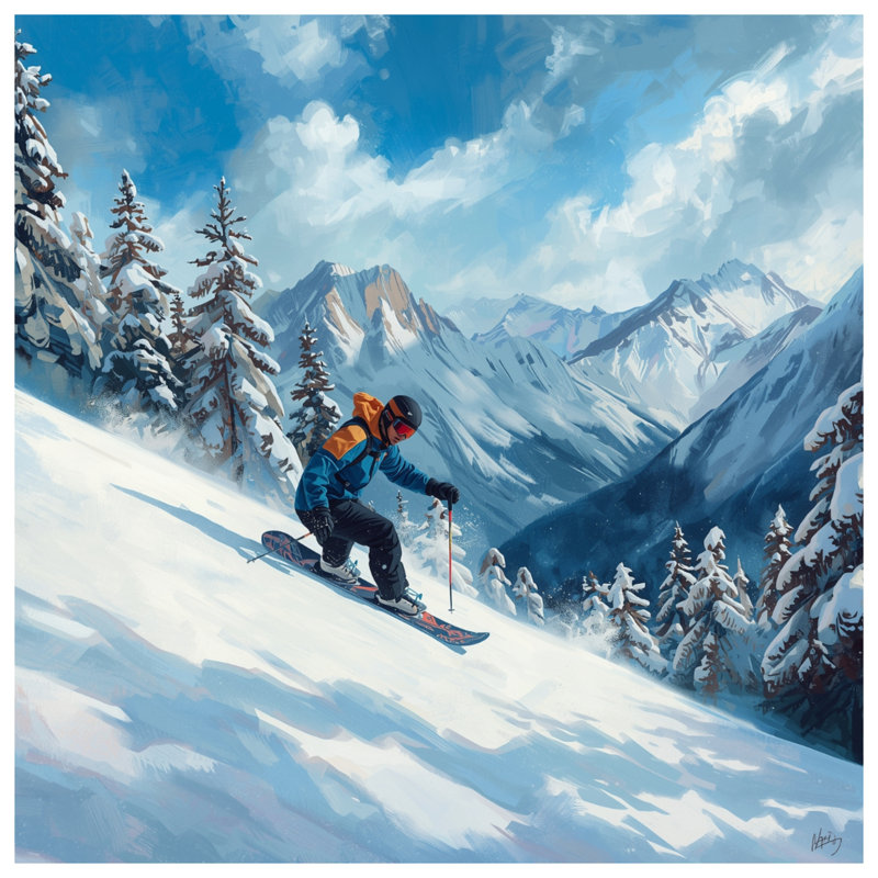 Tapisserie murale Snowy Mountain, H 104 po x 88 avec 4 œillets