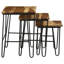 Table gigogne 3 pièces naturelle et noire avec pieds en épingle, style Mid-Century