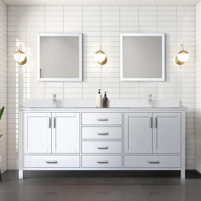 Meuble-lavabo double avec plateau en marbre de culture