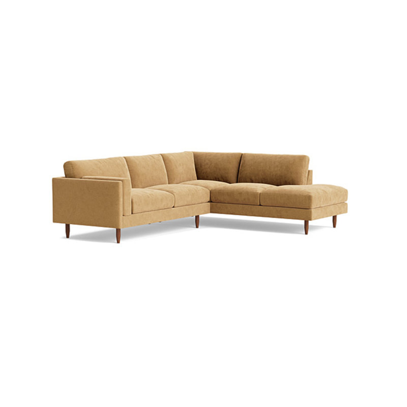 Skinny Fat Sectional, Performance Velvet - Nutmeg, Right Hand Facing
