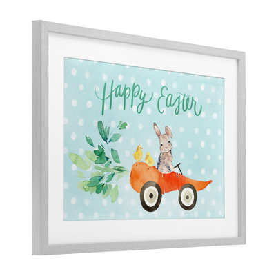 «Pâques Carotte Car Bunny», reproduction encadrée sous verre, conception de Heather Lee Chan