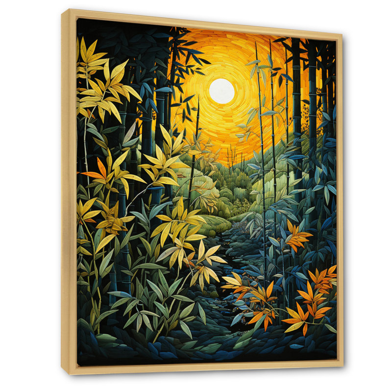 Art asiatique sur fond de bambou Ladislau, impression sur toile III, H 44 po x l 34 po x P 1,5 po, Cadre flottant naturel