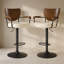 Tabouret de bar Kissena pivotant à 360°, tabouret de comptoir rembourré à hauteur réglable avec dossier en bois-2053139015