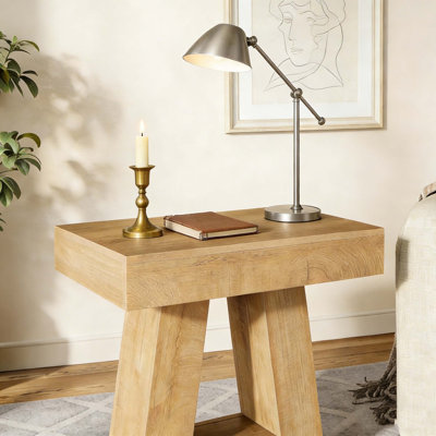 2-Tier Narrow Side Table with Trapezoid Base