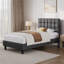 Size Modern Upholstered Bed Frame with Adjustable Square Tufted Headboard-99170190-125812896