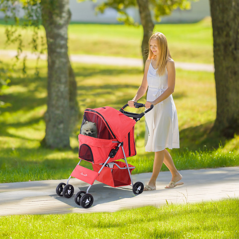 Poussette pliante avec support amovible, Rouge