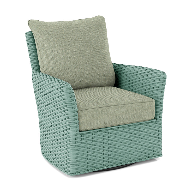 Lanai Upholstered Swivel Armchair, Green Performance Fabric; 0851-54, Pacific