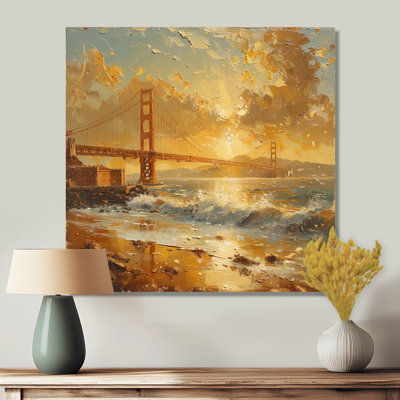 Jaune, jaune, coucher de soleil, Golden Gate Bridge, San Francisco - San Francisco, art sur toile