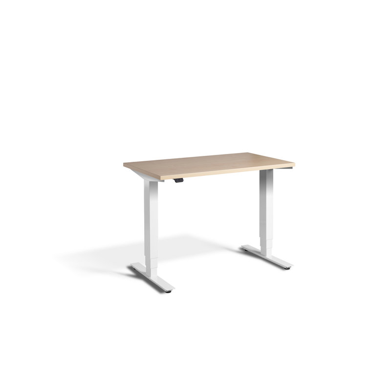 Mirano Adjustable Height Stainless Steel Standing Desk, White, Maple