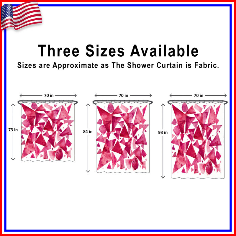 Rideaux de douche géométriques triangles roses très longs, 70 po l x 72 po H
