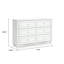 Commode large Koze, 6 tiroirs en cristal et pieds en chignon, bois blanc