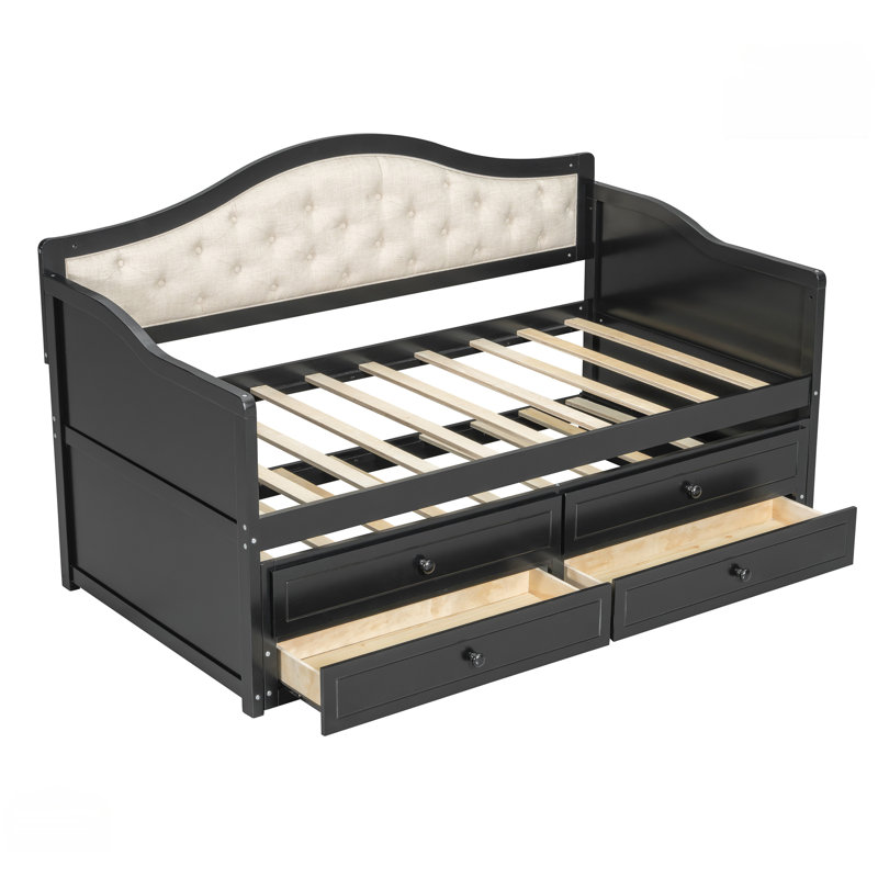 Lit de jour simple avec couchette, Noir