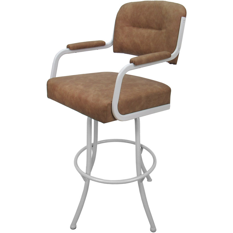 Tabouret de comptoir pivotant rembourré 30 po Heimgard, Blanc, Bar Stool (30" Seat Height)