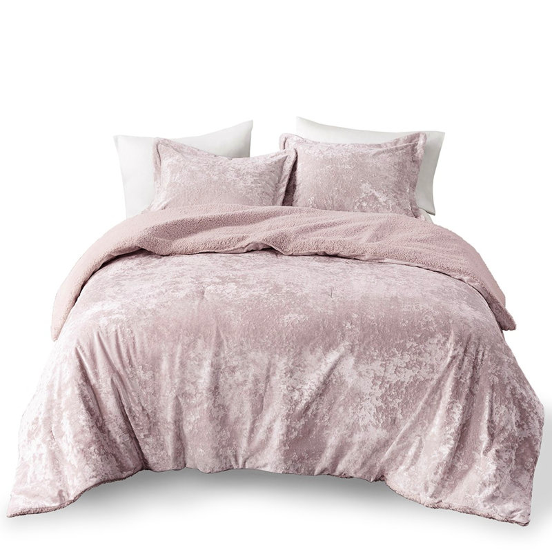 Édredon mauve / très grand pourpre, édredon en velours écrasé avec,, lavable en machine pour très grand lit, dos,