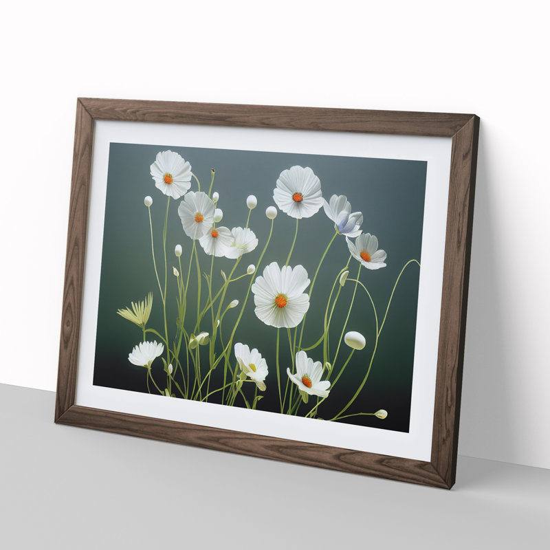 Pretty Wildflowers Floral - Framed Print, 25cm H x 34cm W x 2cm D, Walnut
