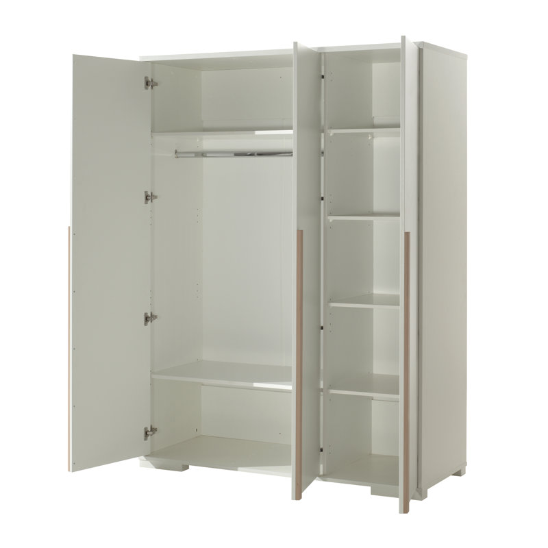 London 3 Door Manufactured Wood Wardrobe, White