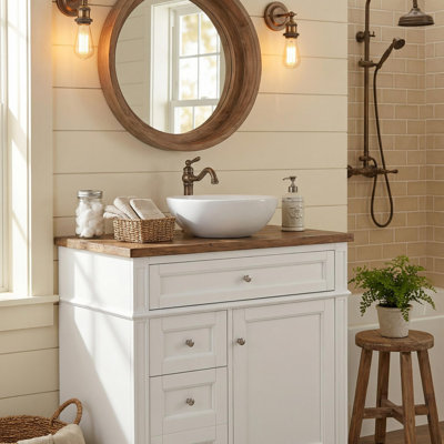 Base de meuble-lavabo 30 po seulement avec tiroirs et armoire, sans lavabo inclus