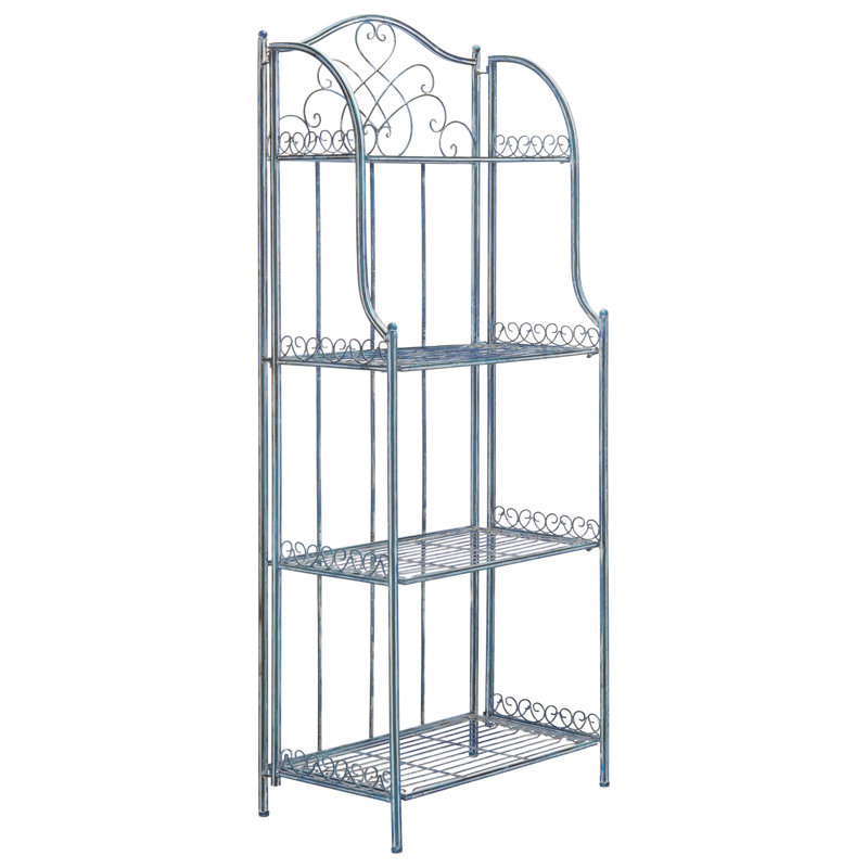 Amaris Wrought Iron  4 Tier Outdoor Bakers Rack, Blue