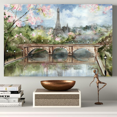 «Paris in the Springtime» par Tre Sorelle Studios - reproduction d'art sur toile tendue
