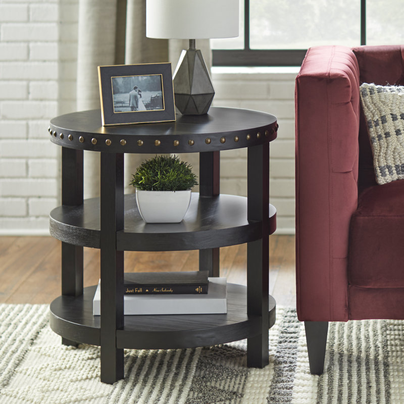 Sansa Solid Wood End Table, Black