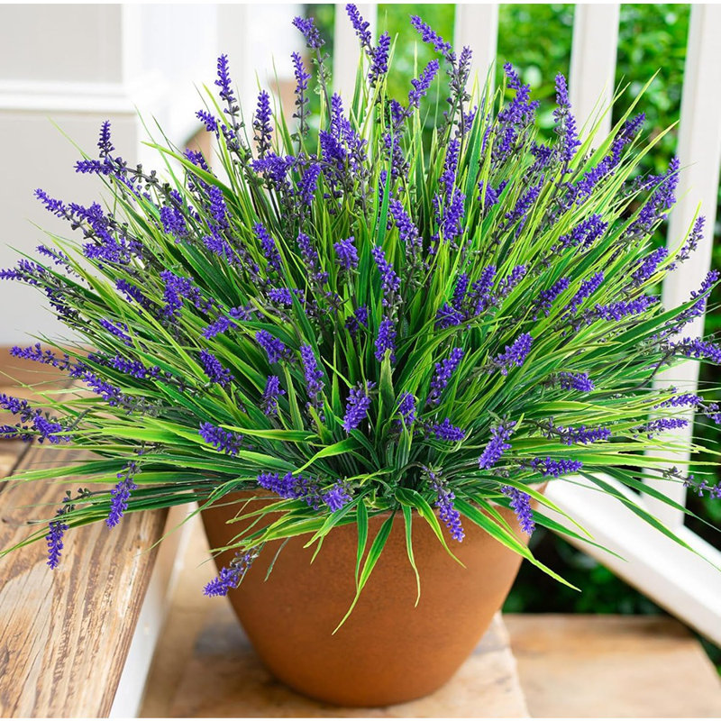 Artificial Plants Fake Flowers Monkey Grass For Outdoors...